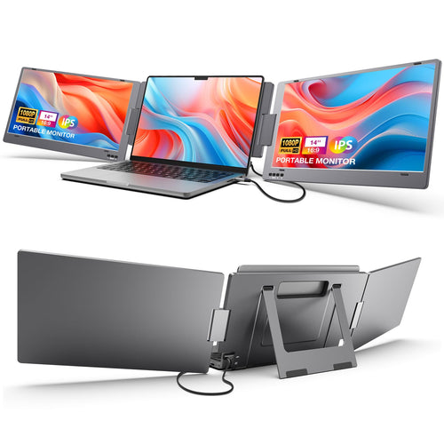 KYY 1080P Travel‑Ready Triple‑Screen Monitor Extender - 1080P FHD IPS, USB‑C Laptop Extender, HDR, Portable Triple‑Screen Display for 12-16" Laptops - (Windows/macOS/Android) - My Pro Essentials