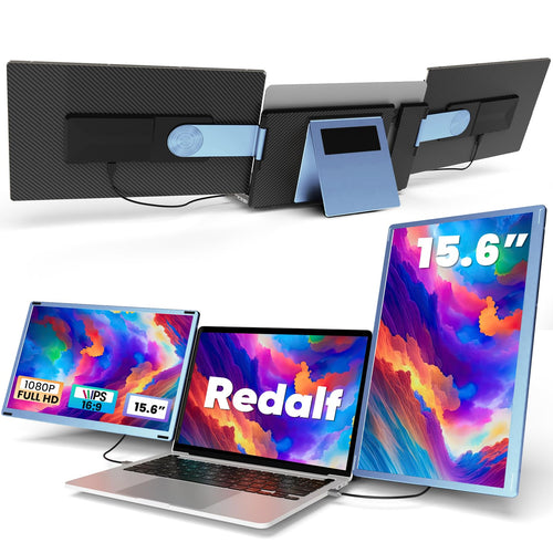 Redalf Laptop Screen Extender 15.6" - 1080P FHD IPS Triple Portable Monitor, Detachable Dual‑Screen Extender for 13-17.3" Laptops (Windows/macOS/Android/Dex) - My Pro Essentials
