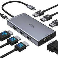 USB-C 8-in-1 Laptop Docking Station with Dual HDMI & DisplayPort
