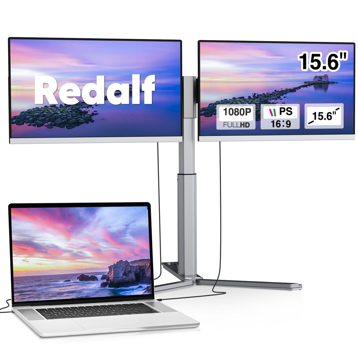 Redalf 15.6" Zero‑Frame Ultra‑Slim IPS 1080P Triple‑Screen Laptop Extender - My Pro Essentials