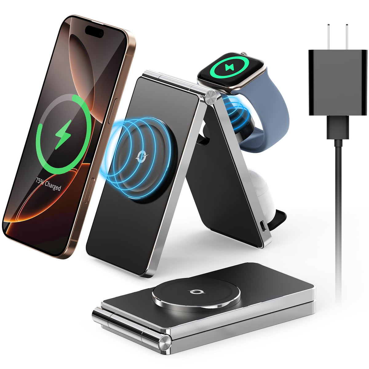 Compact 3‑in-1 MagSafe Charger with 18W Adapter - My Pro Essentials
