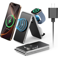 Foldable 3-in-1 Magnetic Wireless Travel Charger with 18W Adapter