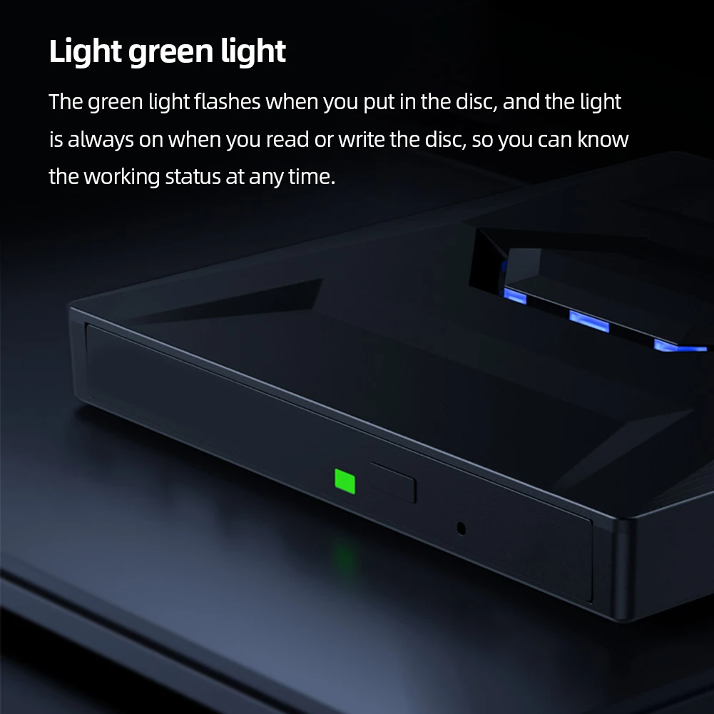 Portable CD & DVD Optical Drive with USB Hub & Card Reader (USB-C & USB-A))