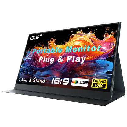 Portable 15.6" 1080P FHD Monitor - USB‑C & Mini‑HDMI Second Screen with Cover Stand & Speakers - My Pro Essentials