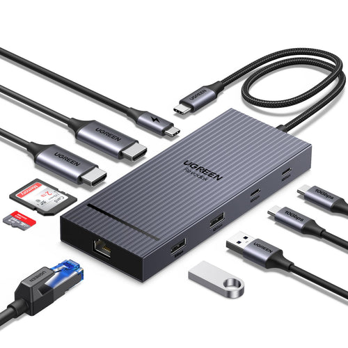 UGREEN Revodok Pro USB‑C Hub — Dual 4K@60Hz HDMI, 10Gbps USB‑C & USB‑A, Gigabit Ethernet, SD/TF Reader, 100W PD Fast Charging - My Pro Essentials