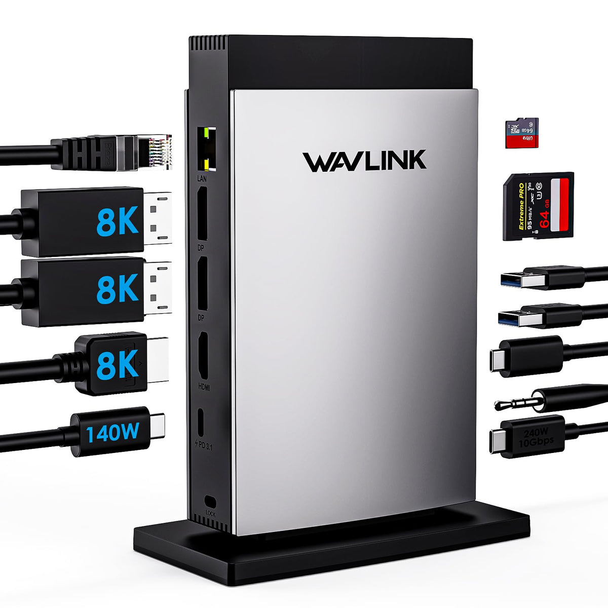 WAVLINK Professional 8K USB-C Triple Display Docking Station