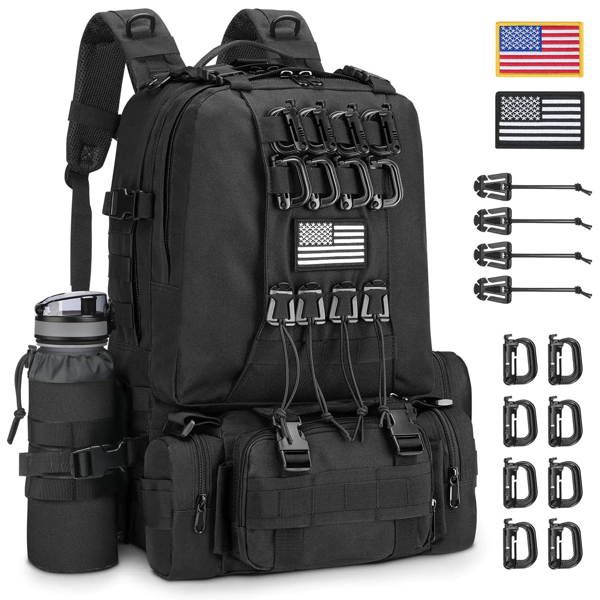 EZshoot Military-Style Large‑Capacity Tactical Backpack with MOLLE System and Detachable Rucksack (60L) - My Pro Essentials