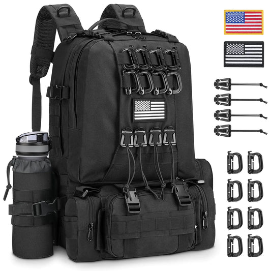 EZshoot Military-Style Large‑Capacity Tactical Backpack with MOLLE System and Detachable Rucksack (60L) - My Pro Essentials