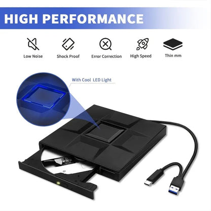 External USB-C Optical DVD & CD Read and Write Drive