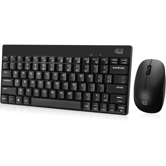Adesso WKB‑1100CB Spill‑Resistant Wireless Mini Keyboard & Mouse Combo (Black) - My Pro Essentials